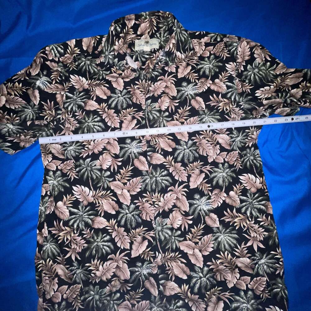 Island Shores Men's Tropical Leaf Print Short Sleeve Button Down Shirt Size S - Picture 6 of 8
